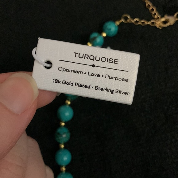 Turquoise and Gold Beaded Necklace - Picture 10 of 15